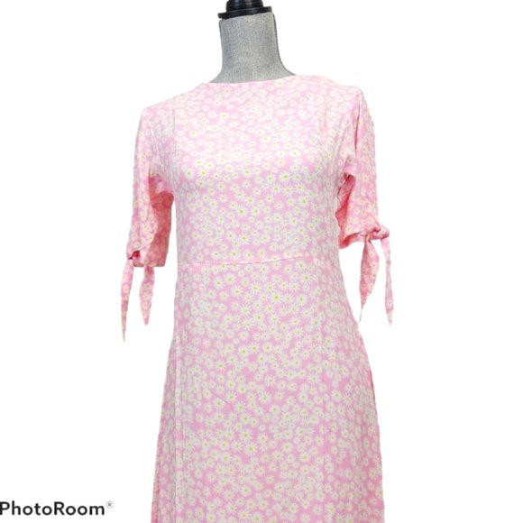 Faithfull the Brand Pink Emilia Floral Daisy Tie Midi Dress - Picture 2 of 10
